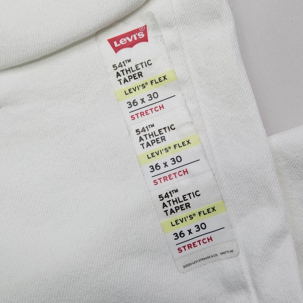 Levi's 541 Athletic Taper Jeans Mens 36x30 White Stretch Flex Denim 18181-0537 - Picture 11 of 16
